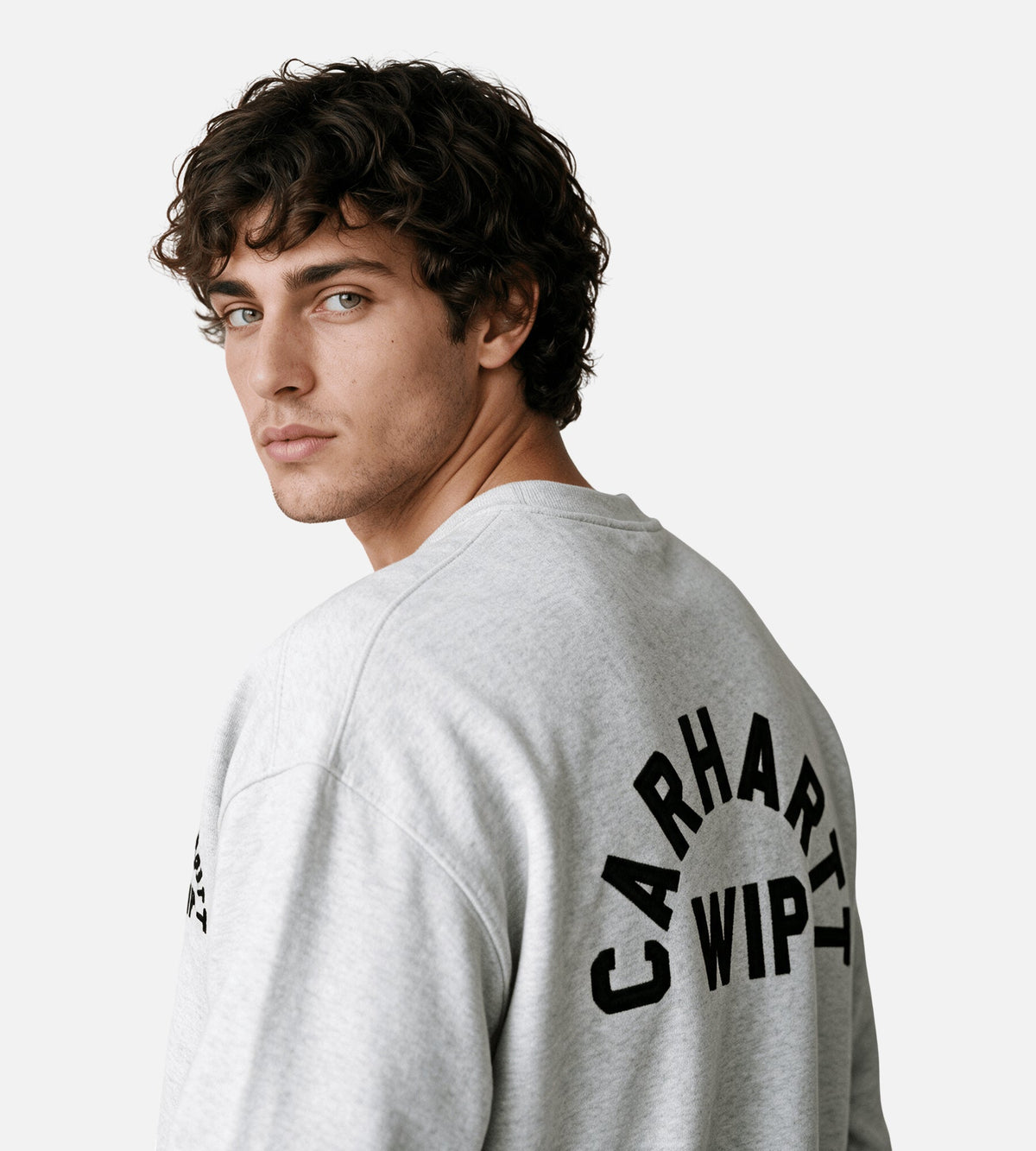 Carhartt WIP Arch Script Sweater Ash Heather Dark Navy
