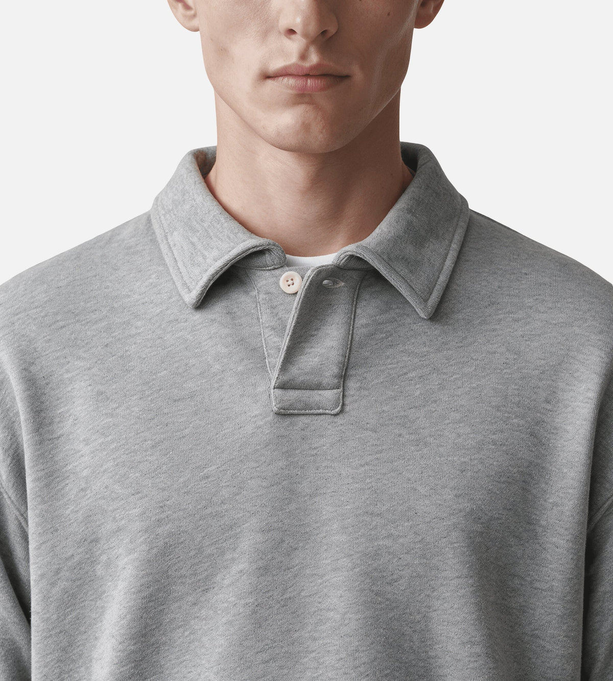 Norse Projects Hjartdal Brushed Diagonal Cotton Fleece Polo Grey Melange