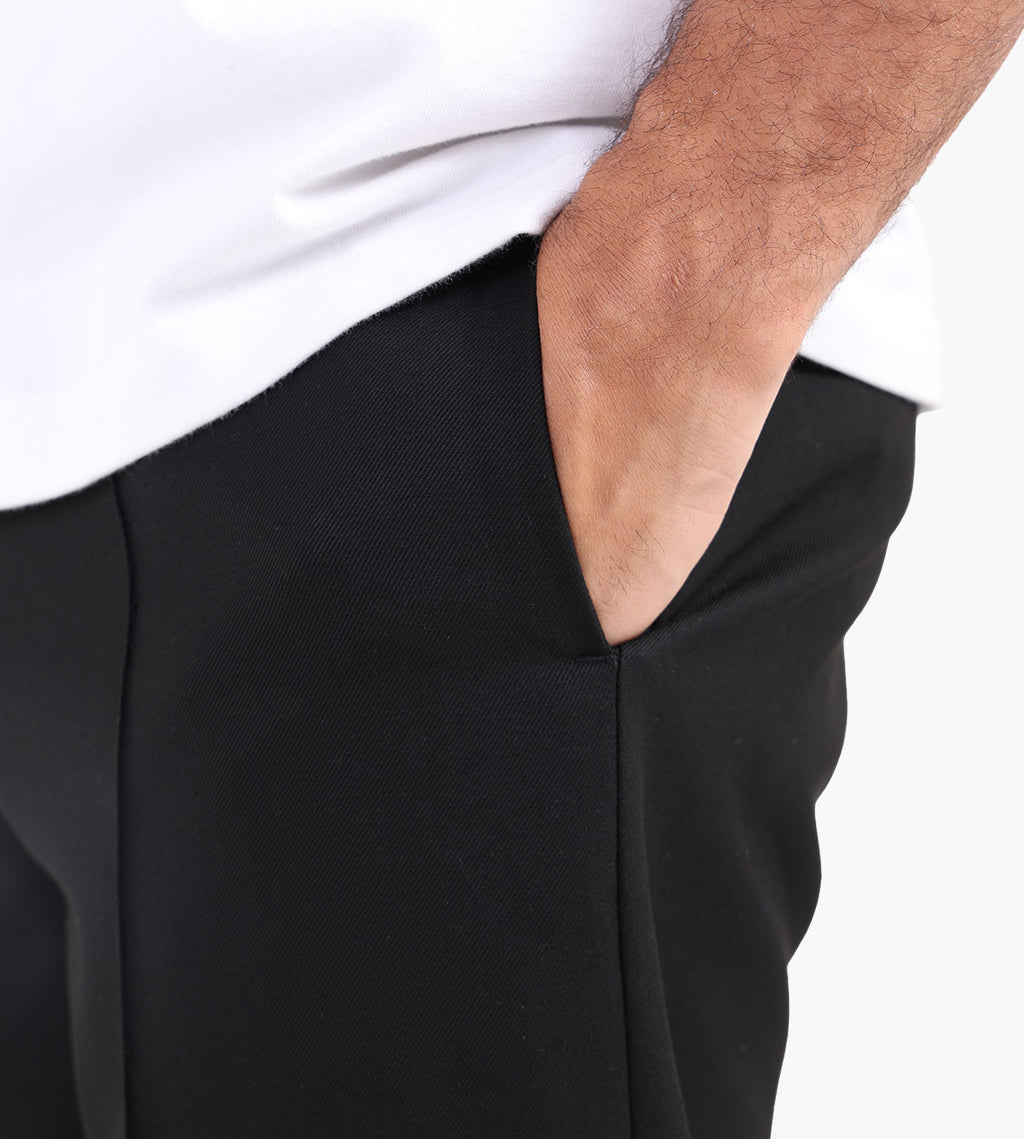 about:blank Everyday Pleated Trouser Polymix Black
