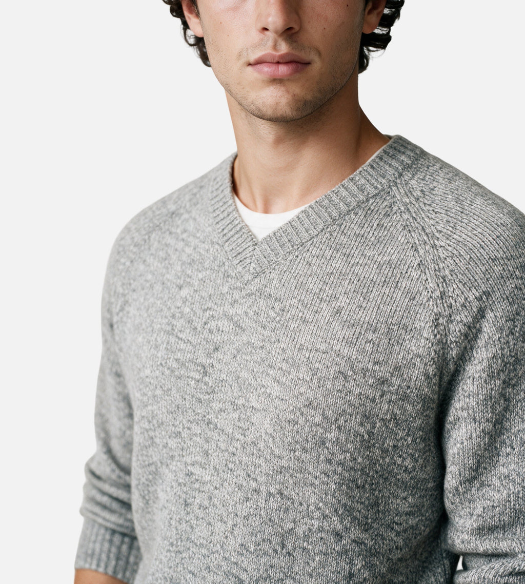 Observe V-Neck Heather Knit Sweater Ash