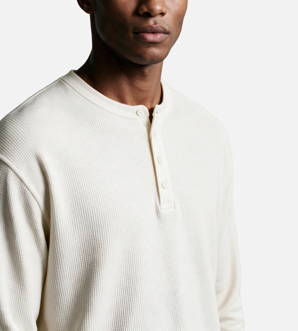 OLAF Waffle Henley Longsleeve Off White