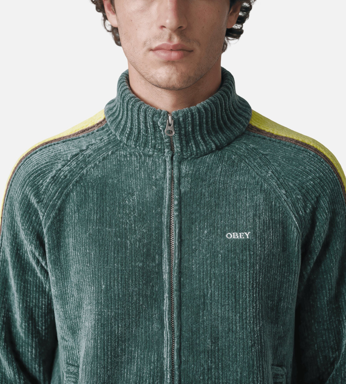 Obey Varen Zip Up Sweater Dark Forest Multi