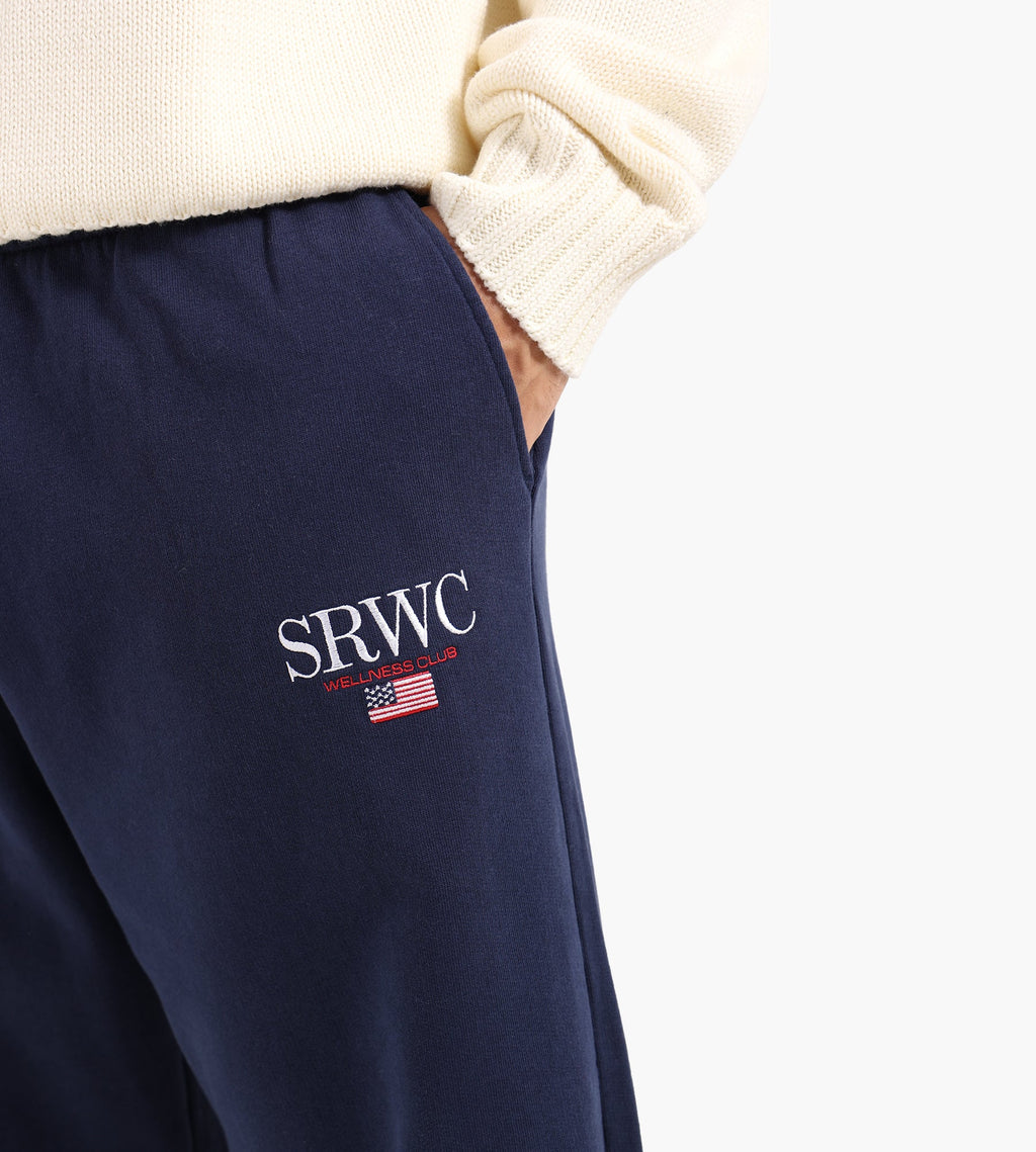 Sporty & Rich Nautical Embroidered Wide Sweatpant Dark Navy