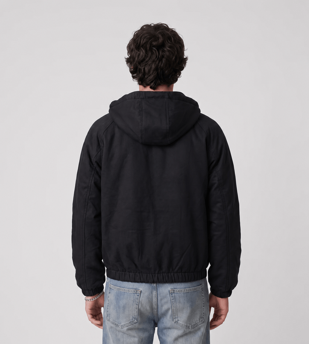 Arte Antwerp Reversible Plaid Hooded Jacket Black