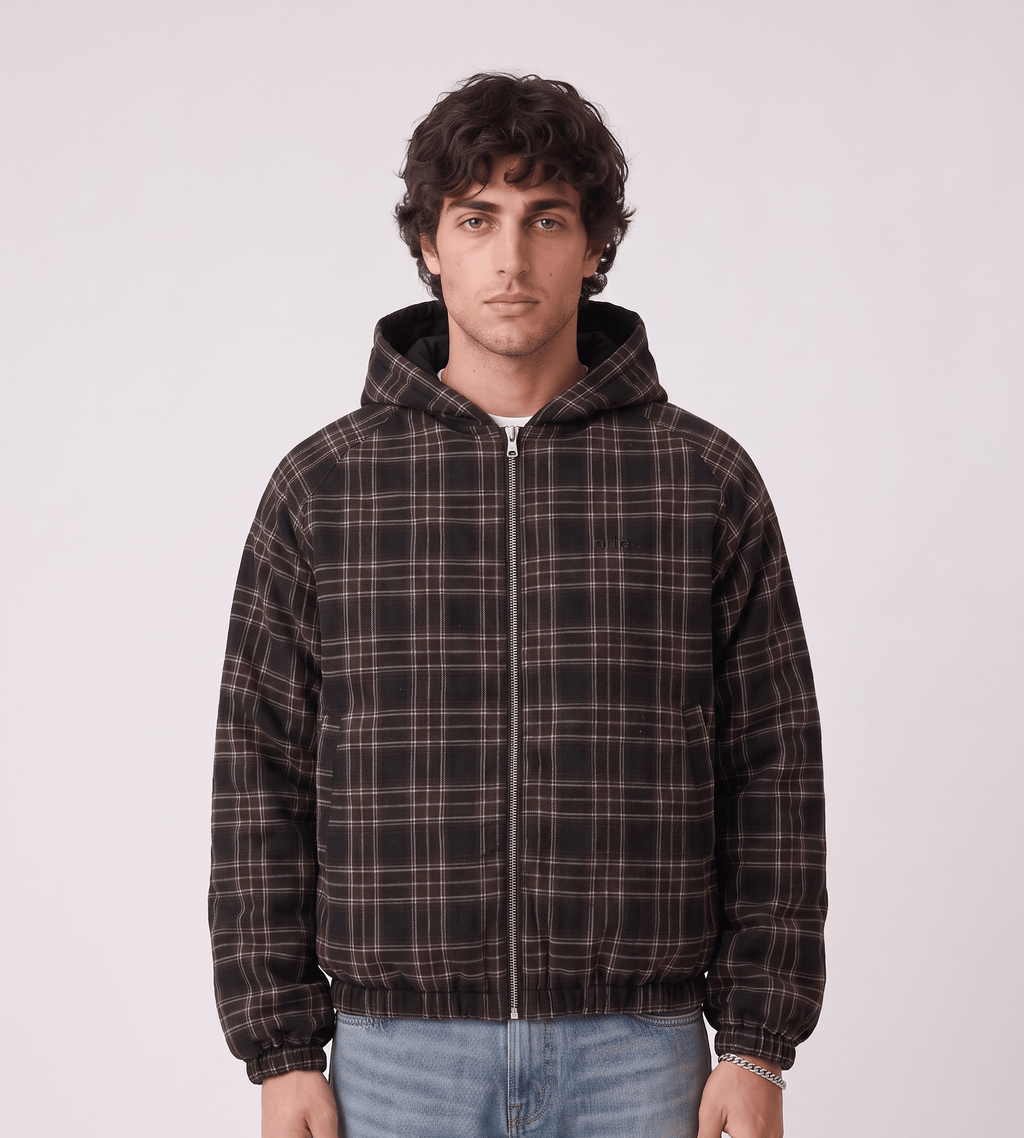 Arte Antwerp Reversible Plaid Hooded Jacket Black