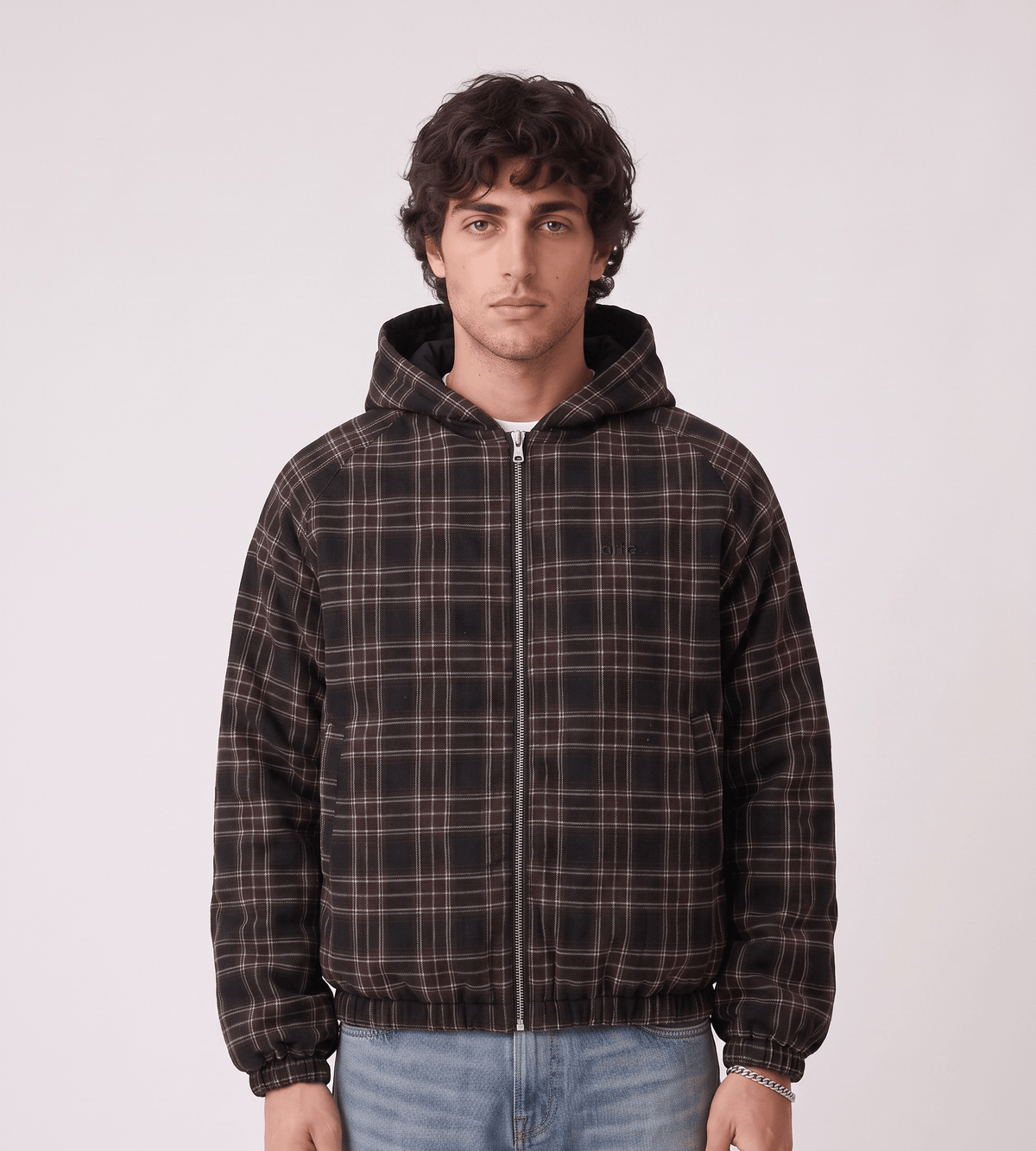Arte Antwerp Reversible Plaid Hooded Jacket Black
