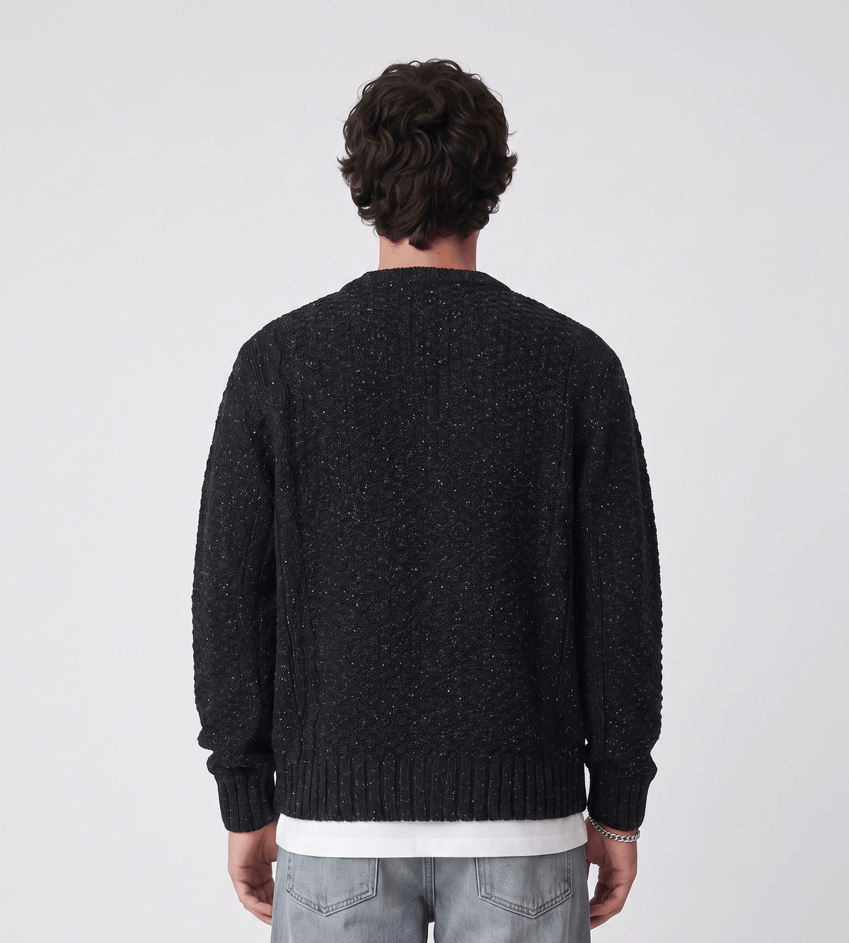 Arte Antwerp Speckle Cable Knit Cardigan Black