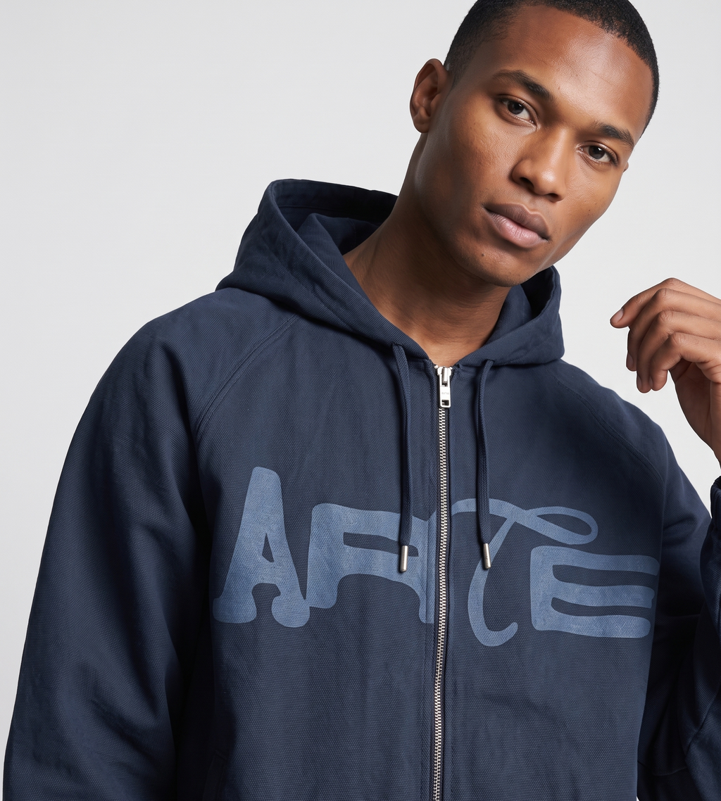 Arte Antwerp Stencil Canvas Hooded Jacket Navy