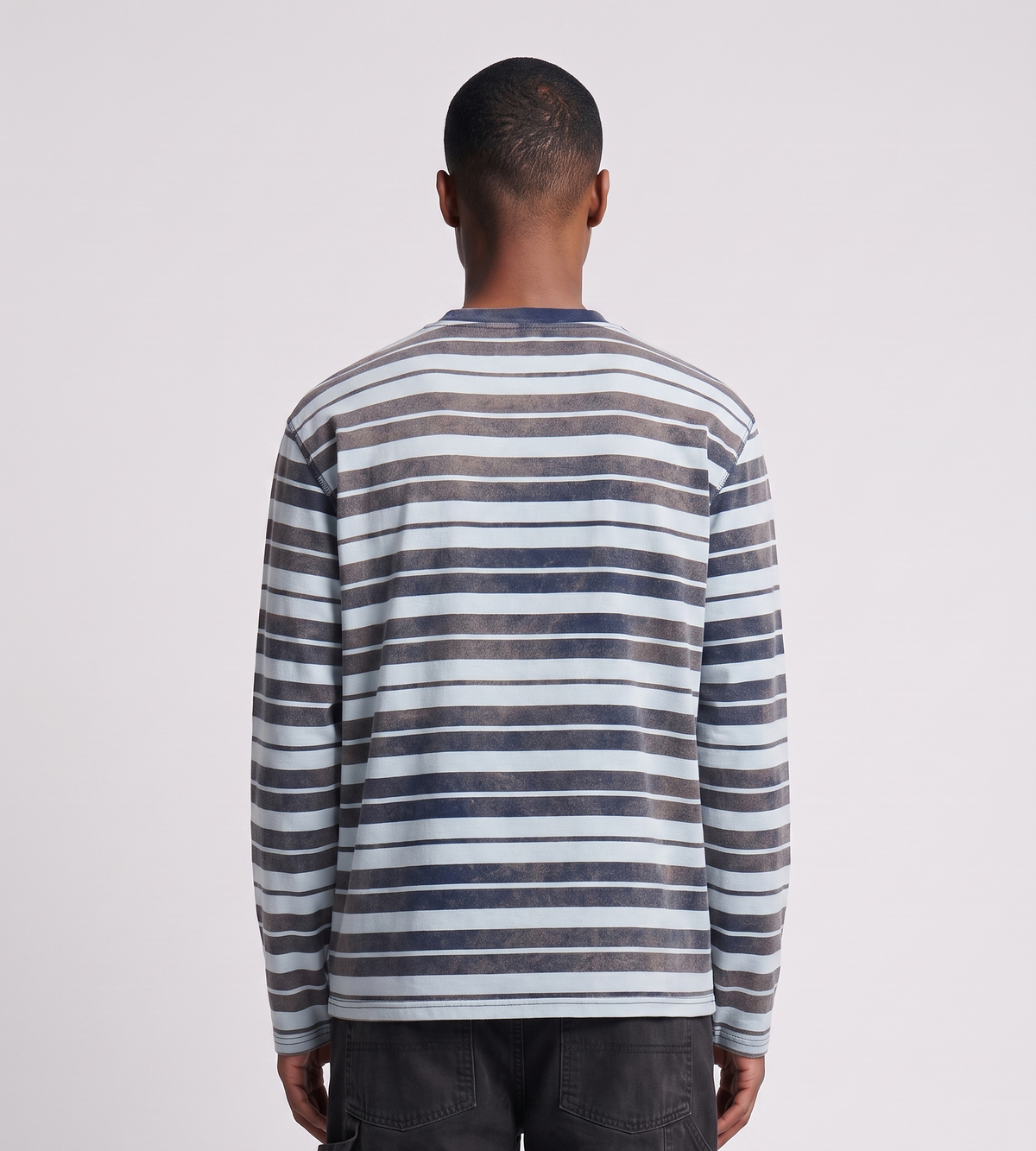 Arte Antwerp Sunfade Striped Longsleeve Navy Light Blue