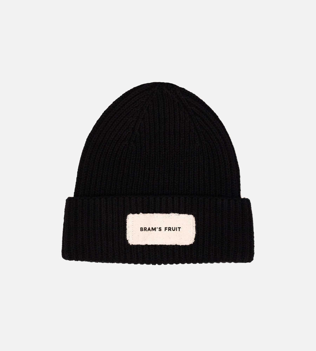Bram's Fruit Distressed Label Beanie Black