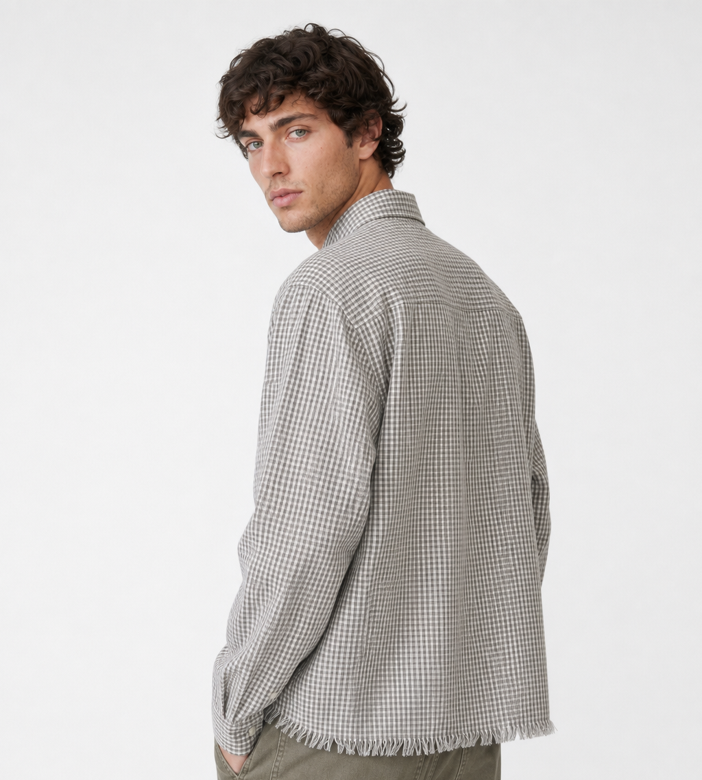 Bram's Fruit Distressed Farmer’s Long Sleeve Shirt Olive Green