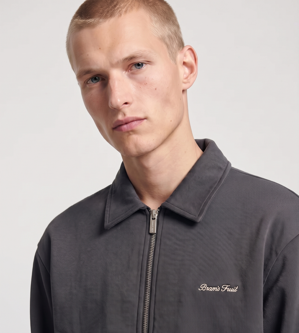 Bram's Fruit Script Logo Full Zip Sweat Shadow Black