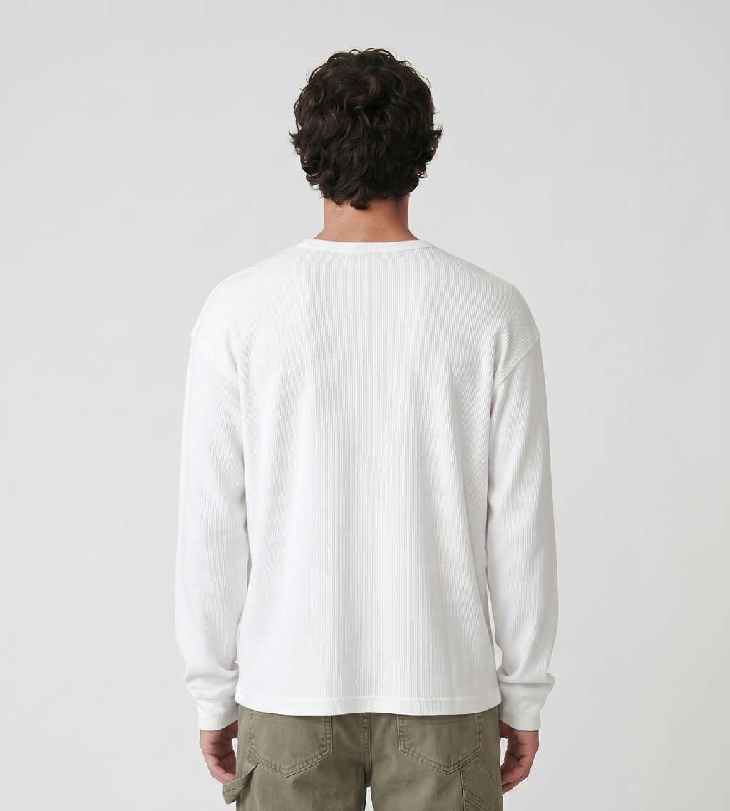 Bram's Fruit Script Logo Henley Longsleeve White