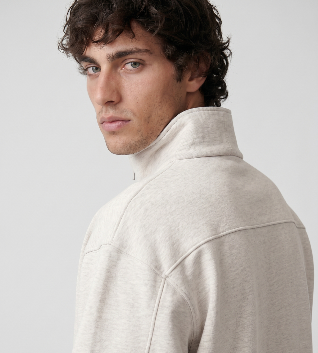 Bram's Fruit Script Logo Quarter Zip Beige