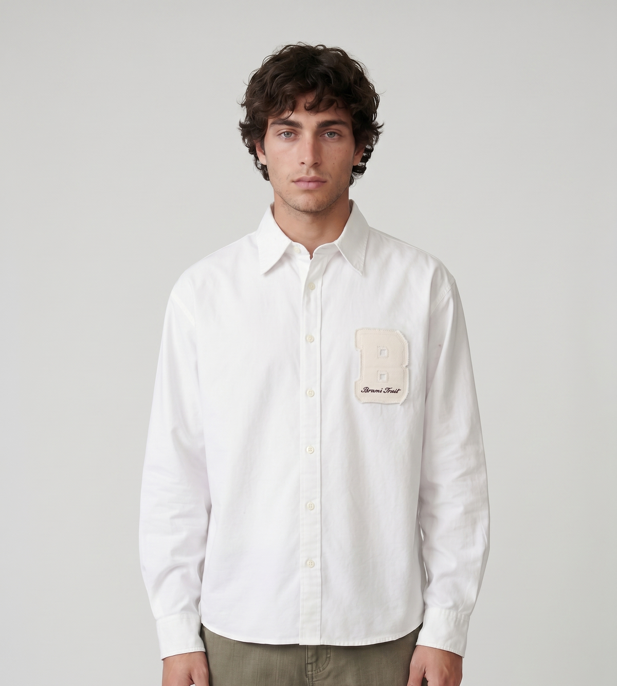 Bram's Fruit Varsity Long Sleeve Shirt White