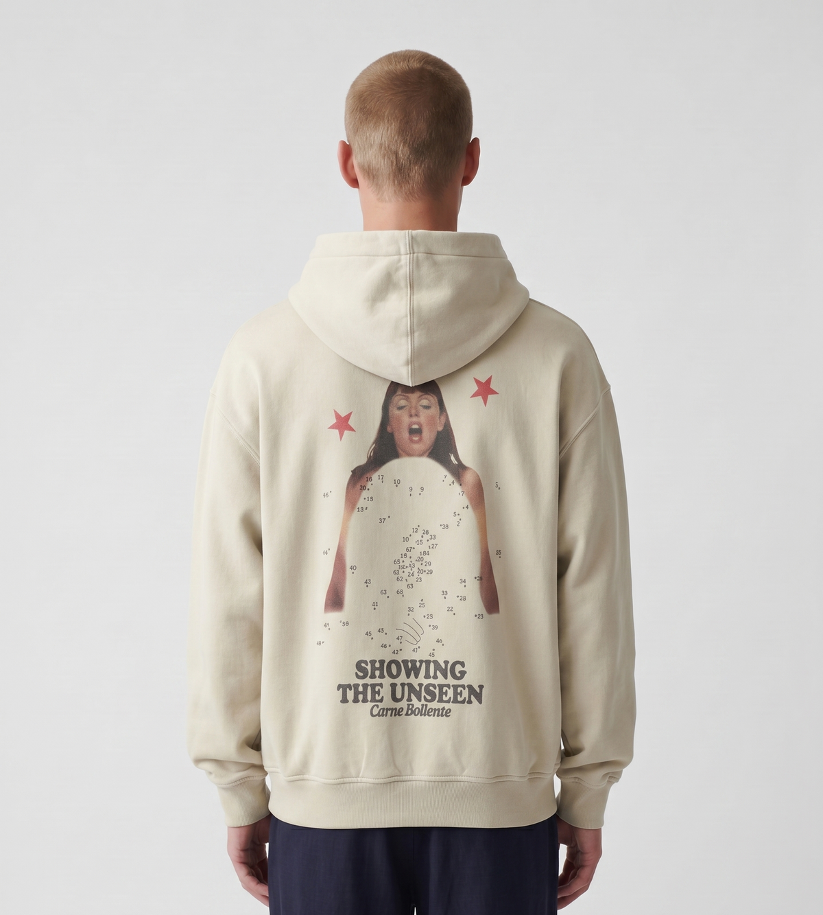 Carne Bollente Dot Connector Zip-up Hoodie Beige