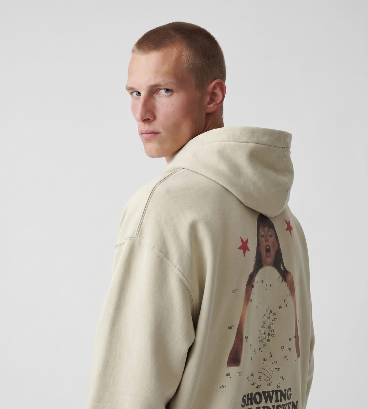 Carne Bollente Dot Connector Zip-up Hoodie Beige