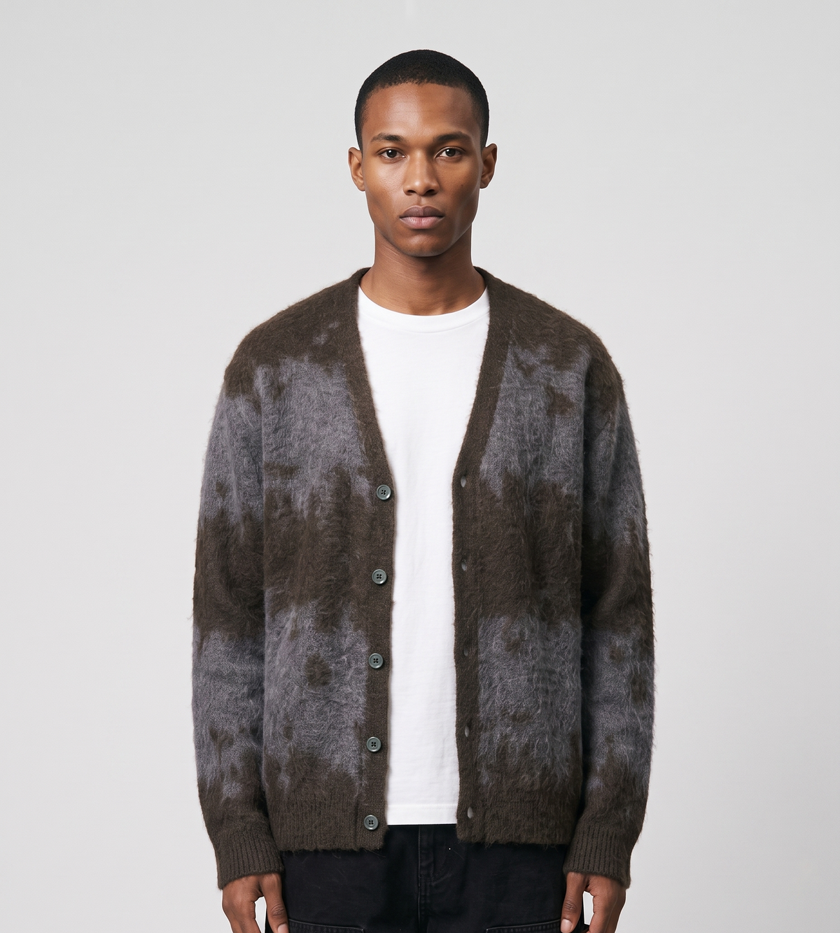 Gramicci Mohair Splatter Cardigan Slate Splatter