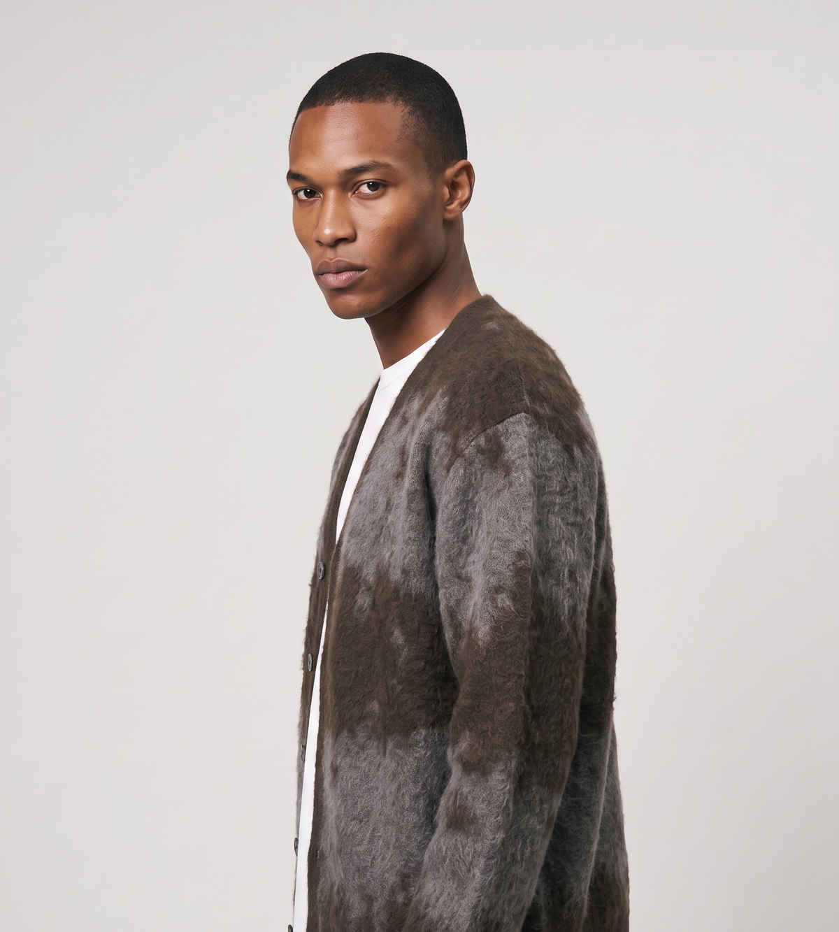 Gramicci Mohair Splatter Cardigan Slate Splatter