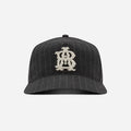 about:blank Monogram Pinstripe Cap Wool Mix Charcoal White