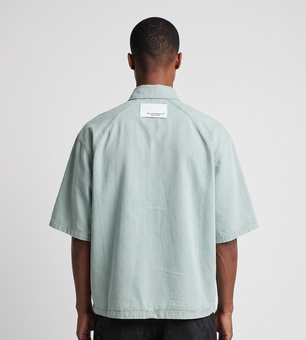 New Amsterdam Surf Association Denim Short Sleeve Button Up Mint