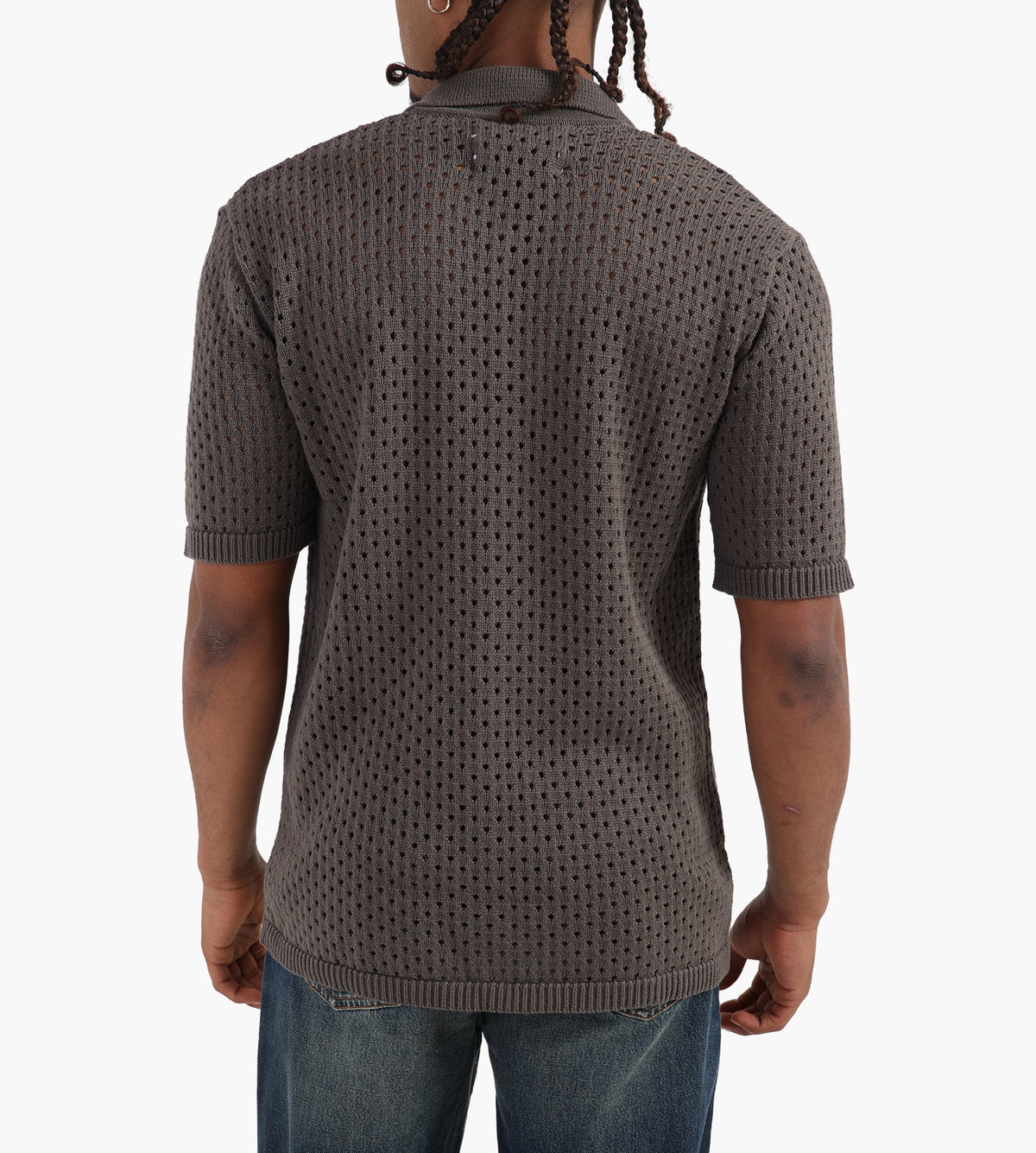 Baskèts Camp Collar Knit Shirt Moss Green